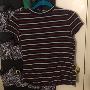 Red/Black/White striped top